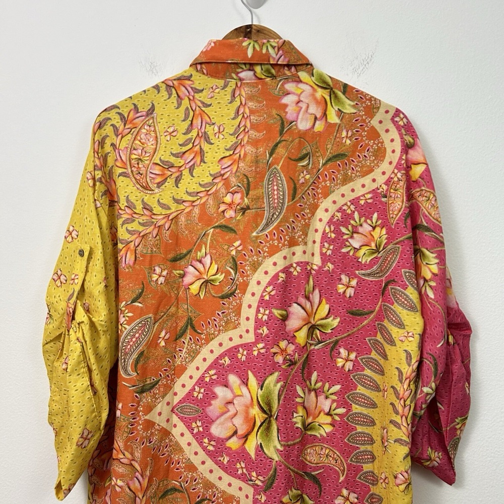NWT Agua Bendita Chrissy Lula Shirt Tunic Dress Multicolor 1/4 Sleeves Womens L - Picture 8 of 10